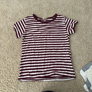 Maroon and white stripe brandy top. One size but fits around a small.